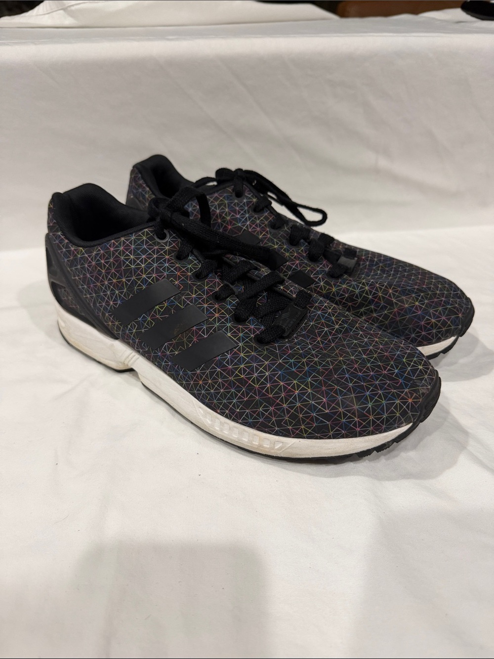 adidas Men’s Black Athletic Shoes with Multicolor Geometric Print